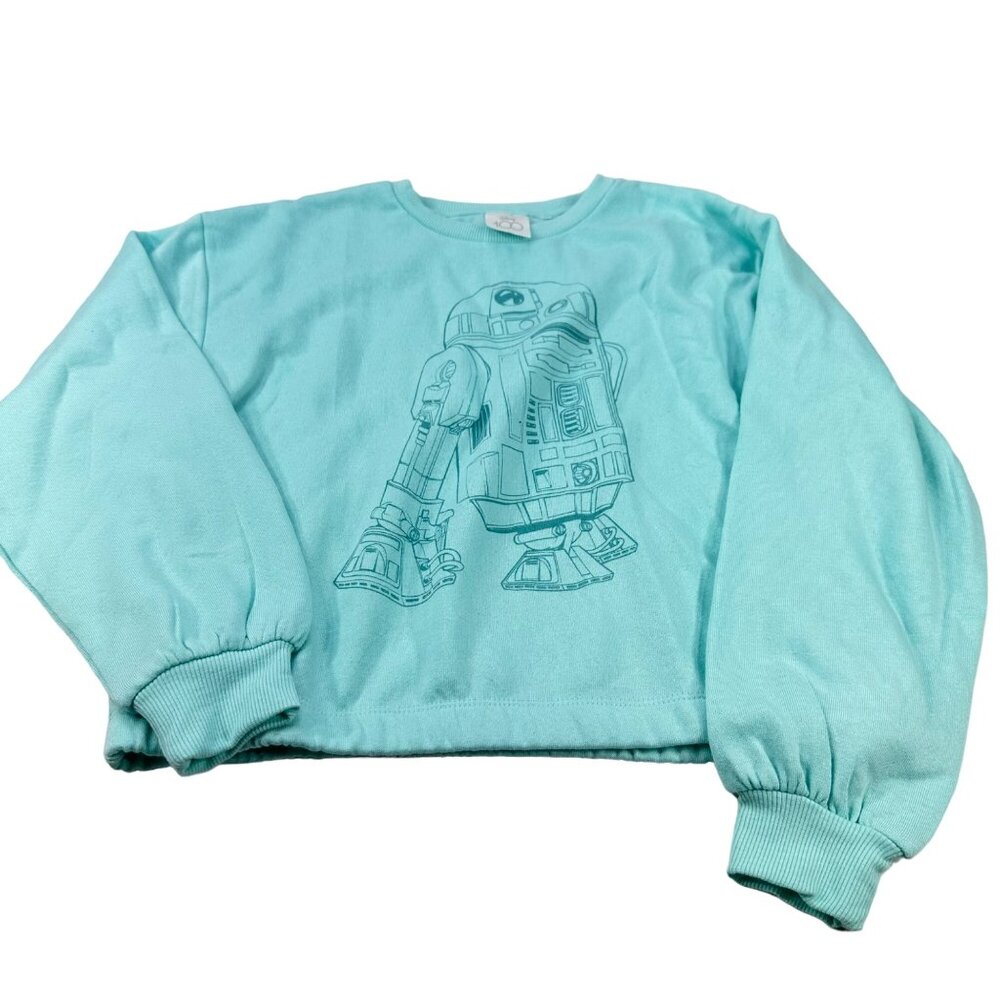 Disney Star Wars Youth Size Large 10-12 Sweatshirt R2-D2 Graphic Green NWOT